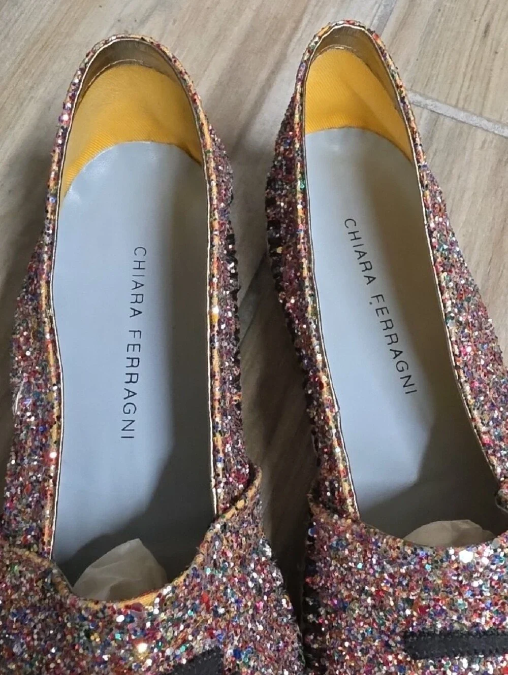 Chiara Ferragni Multi Glitter Eye Espadrille Flats